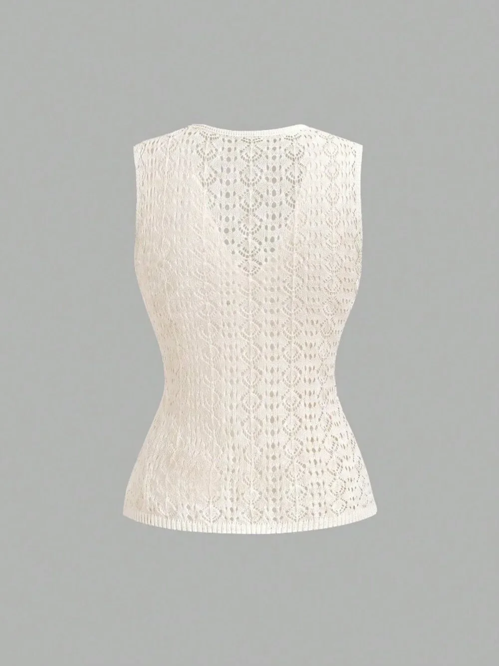 Apricot Casual Women's Soft Hollow Button Knit Cardigan